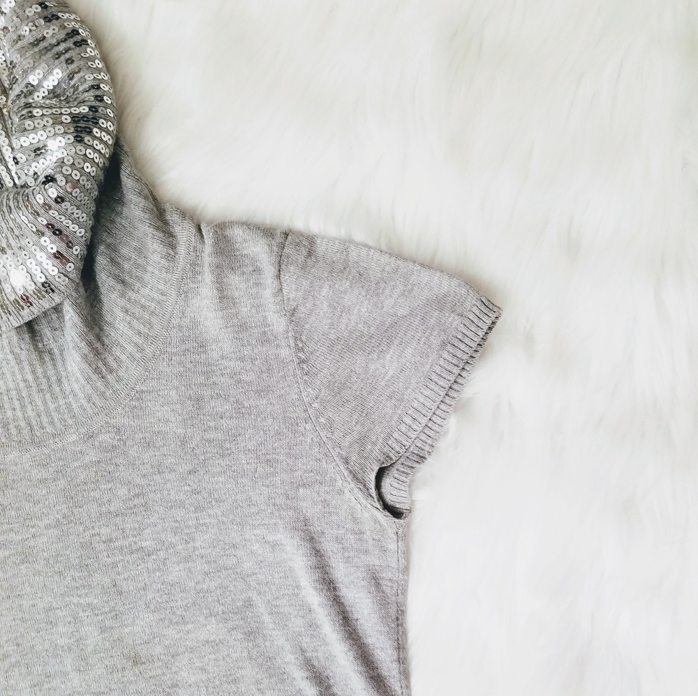 MICHAEL KORS Sequin Cowl Neck Cap Sleeved Top - Picture 3 of 7